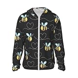 Yyoretp Kapuzenjacke mit Bienen-Motiv, leicht, langärmelig, Sonnenschutzkleidung, Schwarz , L