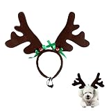 RDWESZOD Hund Rentiergeweih Weihnachten Stirnband Klassische Elch Hut Kopfbedeckung Haustier Kostüme Zubehör (A)