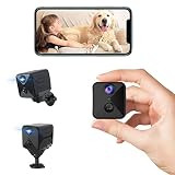 javiscam Mini Kamera,4K Überwachungskamera,Kamera Überwachung Innen,WiFi Camera Live Übertragung Handy,Kameras mit Hochkapazitäts-2800mAh Akku,Bewegungsmelder,Nachtsicht SD/Cloud-Sp