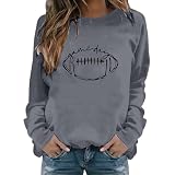 Sale Damenbekleidung, Oversize Sweatshirt Damen Pullover Sweatshirts Damen Mit Rundhalsausschnitt Herbstmode Fußball Print Sweatshirt Pullover Tops Lässige Langarmshirts Teenager Mode M