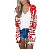 GFPGNDFHG Strickjacken Für Damen Blusenjacke Damen Cardigan Schwarz Damen Oberteil Damen Sommer Oberteile Damen Häkel Strickjacke Damen Spitzen Oberteile Damen Bomberjacke Mit Blumen Christmas Pyj