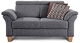 Cavadore 2-Sitzer Sofa Ammerland / Couch mit Federkern im Landhausstil / Inkl. verstellbaren Kopfstützen / 156 x 84 x 93 / Strukturstoff g