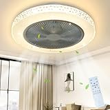 Homefire Deckenventilator Mit Beleuchtung und Fernbedienung Leise - 48.5CM LED Deckenlampe Dimmbar Ventilator Timing Deckenleuchte Kristall Wohnzimmer Fan Sommer-/Winter für Schlafzimmer E