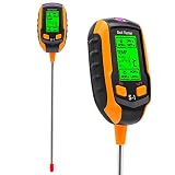 RUIZHI Boden-PH-Meter-Tester 4 in 1, Bodentester Feuchtigkeitsmessgerät, PH Wert Messgerät Boden für Rasen,Gewächshaus, Garten, Balkonb