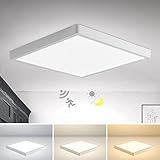 Combuh LED Deckenleuchte mit Radar Bewegungsmelder, 28W 2800LM Ø30CM Flach Deckenlampe mit Tageslichtsensor Innen, 3000K~6000K Ultra Dünn 2,5CM Lampen Deckenlampen für Flur Treppe Veranda Balk