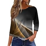 Sport Tshirt Damen 3/4 Arm Basic Shirt Damen Shirt 3/4 Arm mit Gummibund Fitness Shirt 3 4 Arm Outfit Damen Elegant Grünes T-Shirt 3/4 Arm Yoga Shirt Damen Locker 3/4 Braun M
