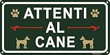 Attenti al Cane Cartello Alluminio, 2 Stück, 18 x 25 cm, Cartelli Da Giardino, Facile da installare, Resistente UV, Resistente alle intemperie, per Uso Interno o E