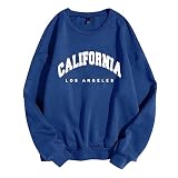 Sweatshirt Damen Oversized, Rundhals Pullover Damen Langarm-Langarmshirt Damen Sport mit Brief Aufdruck Loose Lässige Herbst Winter Oberteile Ohne Kapuze Sweatshirts für Frauen Teenager M