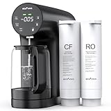Ecoviva Auftisch Osmoseanlage, Trinkwasser Umkehrosmoseanlage mit 4-stufige Filtration, Echtzeit-TDS-Monitor, 3:1 Rein zu Abfluss, Mobil Umkehrosmose Wasserfilter Null-Installation RO-200G Schw