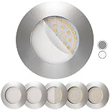 Scandinavian home 6er Set LED Einbaustrahler Dimmbar WarmDim 230V 5,8W Warmweiß 60mm - 70mm I Badezimmer geeignet ICRI 90 580lm 3100K 68mm I Edelstahldesign mit Milchglas I LED Sp