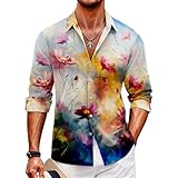 Druck Shirt Herren Casual Trend Longsleeve Shirt Herren Temperament Vintage Mode Shirt Herren 3D Digitales Drucken Shirt Herren A-02 4XL