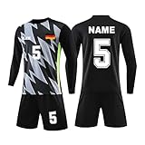 Benutzerdefiniert Fussball Trikot Kinder Set Personalisiert Trikot mit Namen Nummer Team und Logo Trainingsanzug Langarm T-Shirts, Shorts, Socke, Sommer Fussball Jersey für Jungen/H