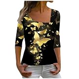 Hoodie Oversize T Shirt Damen Soft Bluse Übergrößen Work Asymmetrischer Ausschnitt Prin Tops Woman Polyester Herbst Lustige Leichtes Longsleeve Gelb