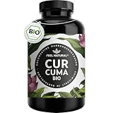Bio Curcuma (Kurkuma) Kapseln - 240 Stück - 4350mg Bio Curcuma und schwarzer Pfeffer je Tagesdosis - Laborgeprüft. Ohne Magnesiumstearat. Vegan, in Deutschland entwick
