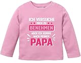 MoonWorks® Baby Langarm-Shirt Bedruckt mit Spruch Ich versuche Mich zu benehmen witzige Sprüche Jungen Mädchen Shirt Mädchen rosa 92/98 (16-24-Monate)