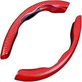 SUNYSGS 2 Stück Lenkradschoner für Volvo V40 (2012) 2012 2013 2014 2015 2016, Segmentierter Lenkradschutz aus Kohlefaser Auto Lenkradhüllen Lenkradschutz Auto Zubehör,R