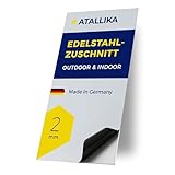 ATALLIKA Edelstahlblech 2mm [blank, 650 x 100 mm] - Metallplatte aus V2A Edelstahl [wetterfest für Outdoor & Indoor] - präziser Blech-Zuschnitt aus Deutschland [einseitig gebürstet]