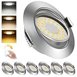 zexhy LED Einbaustrahler Dimmbar LED Spots 230v 5W Schwenkbar Bad Einbauleuchten IP44 Deckenspots Warmweiß 3000K Neutralweiß 4000K Kaltweiß 6000K für Wohnzimmer,Badezimmer,Küche 6er S