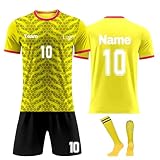 Generisch Fußball Trikot Kinder, Personalisierte Fussball Trikot Shorts Socken Set Jungen, Fußball Trikot mit eigenem Namen Nummer und Log