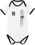 EZYshirt® WM & EM Deutschland | WM Sternchen | M 03 | Wunschname und Nummer Baby Body Kurzarm Bio Baumw