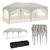 WOLTU Pavillon, Faltpavillon 3x6 m, mit 6 Seitenwänden, Partyzelt wasserabweisend UV-Schutz 50+, höhenverstellbarer Gartenpavillon, mit Tragetasche, für Outdoor Garten Camping Beig