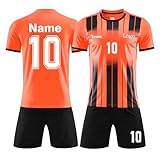 Personalisiert Trikot T-Shirt Shorts 2 Teiliges Set Jeder Name Nummer Team Logo - Fußballtrikot Jersey Kinder Männer Jungen Personalisierte Fußballtrik
