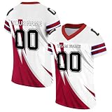 Herren-Sporthemden mit Namen Nummer Personalisiert American-Football-Trikot Atmungsaktiv Personalisierte Schnelltrocknend Kurzärmelig und fügen Sie den Teamnamen T-Shirt für Männer Damen Kinder,S~7XL