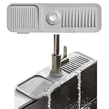 Jastown Silikon Wasserhahn Matte,45x14cm Silikon Abtropfmatte für 3.5-6cm Wasserhähne,Wasserfänger Matte,Wasserhahn Abtropfmatte für Küche,Kitchen Sink Splash Guard,waschbecken Matte (hellgrau)
