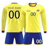 Benutzerdefiniert Trikot 24/25 Trikot für Kinder Personalisiert Trikot mit Namen Nummer Team und Logo Sporttraining Langarm T Shirts, Shorts und Socke, Fußball Trikot für Jungen/H
