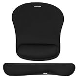 TECKNET Mauspad mit Handauflage, Gelkissen Mousepad und Ergonomische Memory Foam Tastatur Handgelenkauflage Set, Wasserdicht Mausunterlage für Computer und Laptop, Schw
