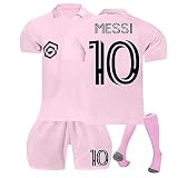 No.10 Fussball Trikot Set 2024, 23/24 Heimspiel& Auswärtsspiel Fußball Trikot Sporttraining T-Shirts, Shorts und Socks, Schnell Trocknend Fußball Trainingsset Kinder/H