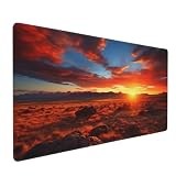 Gaming Mauspad Sonnenuntergang Grasland Mauspad XXL 800x400x3 mm XXL Mousepad, Mauspad Gaming Zubehör mit Anti Rutsch Basis Mouse Pad Wasserdicht und Langlebig für Maus und Tastatur, Home Decor Y-458