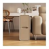 CZAOERXB Sofa-Beistelltisch, ultraschmaler Sofa-Sideboard, Beistelltisch, Aufbewahrung, Wohnzimmer, modern, schlicht, Massivholz-Sandwichschrank, kreativer Beistelltisch (Helles Curry, 20 x