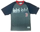 Boston Red Sox Herren Jersey-Shirt mit V-Ausschnitt, feuchtigkeitsableitend, Grau,