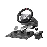 MARS GAMING MWH-RSX, SimRacing-Lenkrad mit Force Feedback und Doppelmotor, 3-Pedal-Set mit progressivem Widerstand, H-Schaltung mit 12 Gängen, 14 anpassbare Tasten, Multip