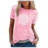 Damen Tshirt - Tops Damen Sommer Teenager Mädchen Lässig Sonne und Mond Tshirt Shirts T Shirt Mit Aufdruck Kurzarm T Schirt Oberteile Oversized Italienische Mode T-Shirt Pullover D