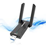 NEWFAST 5400Mbps USB WLAN Stick for PC,Tri-Band (6GHz/5GHz/2.4GHz) WiFi Adapter Mit 2 * 5dBi High Gain Antennens,WiFi 6E Wireless Adapter,USB 3.0,MU-MIMO WPA3 Encryption,Only for Windows 10/11
