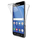 AICEK Samsung Galaxy J3 2016 Hülle, 360°Full Body Transparent Silikon Schutzhülle für Samsung J3 2016 Case Crystal Clear Durchsichtige TPU Bumper Galaxy J3 2016 Handyhü