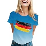 Deutschland T-Shirt Damen mit Herz- und Flaggen-Print, Wm 2026 Fanartikel, Kurzärmeliges Rundhals Shirt, Atmungsaktiv und Weich, Ideal für Fußballpartys und F