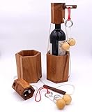 ROMBOL Flaschentresor - Edles Denkspiel aus Holz für große Flaschen, Modell:4