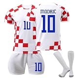Kroatien 24 Fußball Trikot, Modric Hause/Auswärts Fußball Trikot für Kinder Erwachsener, Fussball Trikots Shorts und Socken Anzug Jungen H
