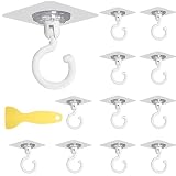THATSRAD 12 Stücke Haken Selbstklebend Deckenhaken 360 grad Drehen Klebehaken Decke Magische Haken max 5kg Ohne Bohren Handtuchhaken Transparent Drehbar Decke Wandhaken für Schlafzimmer Küche B