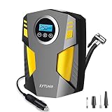 SYTUNG Kompressor 12v, Rragbare Luftkompressor Autoreifenpumpe mit 3 Düsenadaptern und Digitalen LED Leuchten für Autoreifen und Andere Aufblasbare Produk