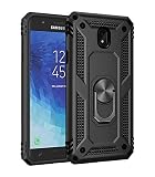 BestST Hülle für Samsung Galaxy J3 2018 Cover + HD schutzfolie, Armor Stoßfest TPU PC Schutzhülle Ringhalter Handytasche Case Handy Hüllen, Schw