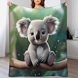AAPZY Tier Koala Decke Fleecedecke Geschenk Damen Männer Mädchen Jungen Vier Jahreszeiten Super Weich Und Bequem Plüschdecke Sofa Schlafsofa Büro （130×150cm）