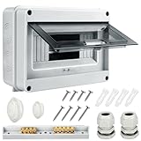 Miiepls Verteilerkasten Aufputz,IP65 Waterproof Sicherungskasten Aufputz,mit Messingklemmen, Unterverteilung Aufputz 1 Reihig für 8 Modules, für Garten oder Außenbereichen, Villen, L