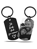 Meinearmbänder Personalisierter Schlüsselanhänger mit Bild & Gravur | Personalisierte Geschenke | Edelstahl | Schwarz Weiss Bild | Fotogravur | Geschenk Freund&F