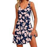 Sommer Damen Kleid festlich Damen Vintage Kleider wickelkleid Wedding Guest Dress cocktailkleid elegant für hochzeitsgäste Frauen festlich luftige Sommerkleider leichte damenkleid A Pink L