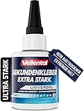 Sekundenkleber Gel Extra Stark universal - Superkleber wasserfest, hitzebeständig & mit Nadel Verschluss gegen Austrocknung - Alleskleber für Plastik, Kunststoff, Glas, Holz, M