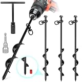 Powmag Erdanker Bodenanker, Bodenanker Trampolin Schauke, 4er-Pack Erdanker zum Einschrauben Windfester Metall Bohreranker für Schuppen, Zelte, Carports, Sicherung von Tieren, Camping, Wohnmob